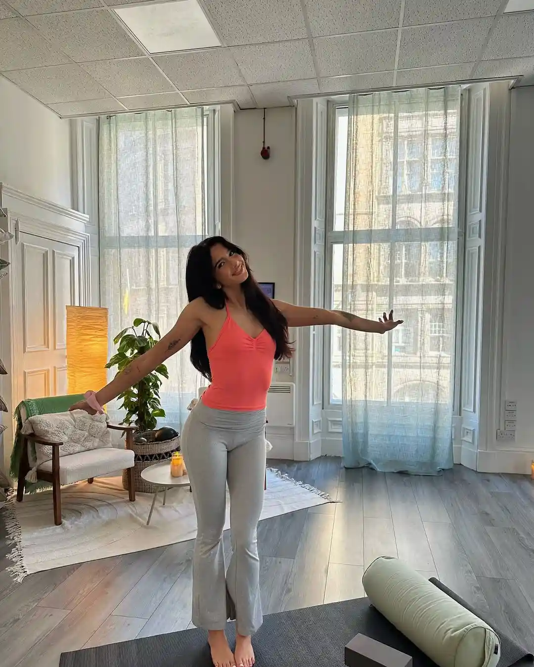 Aulona practicing yoga